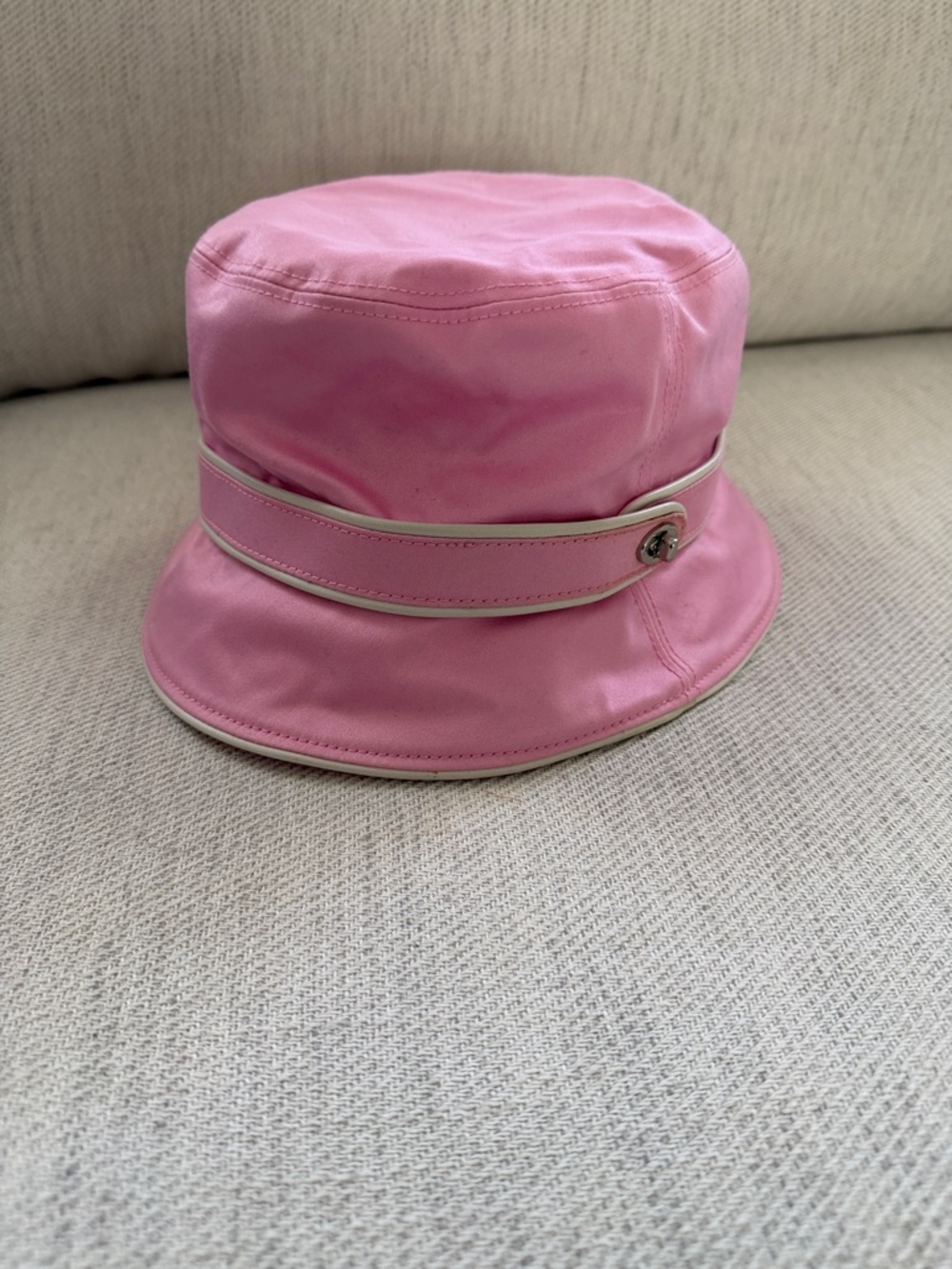 Coach Pink Bucket Hat with white Trim size M/L